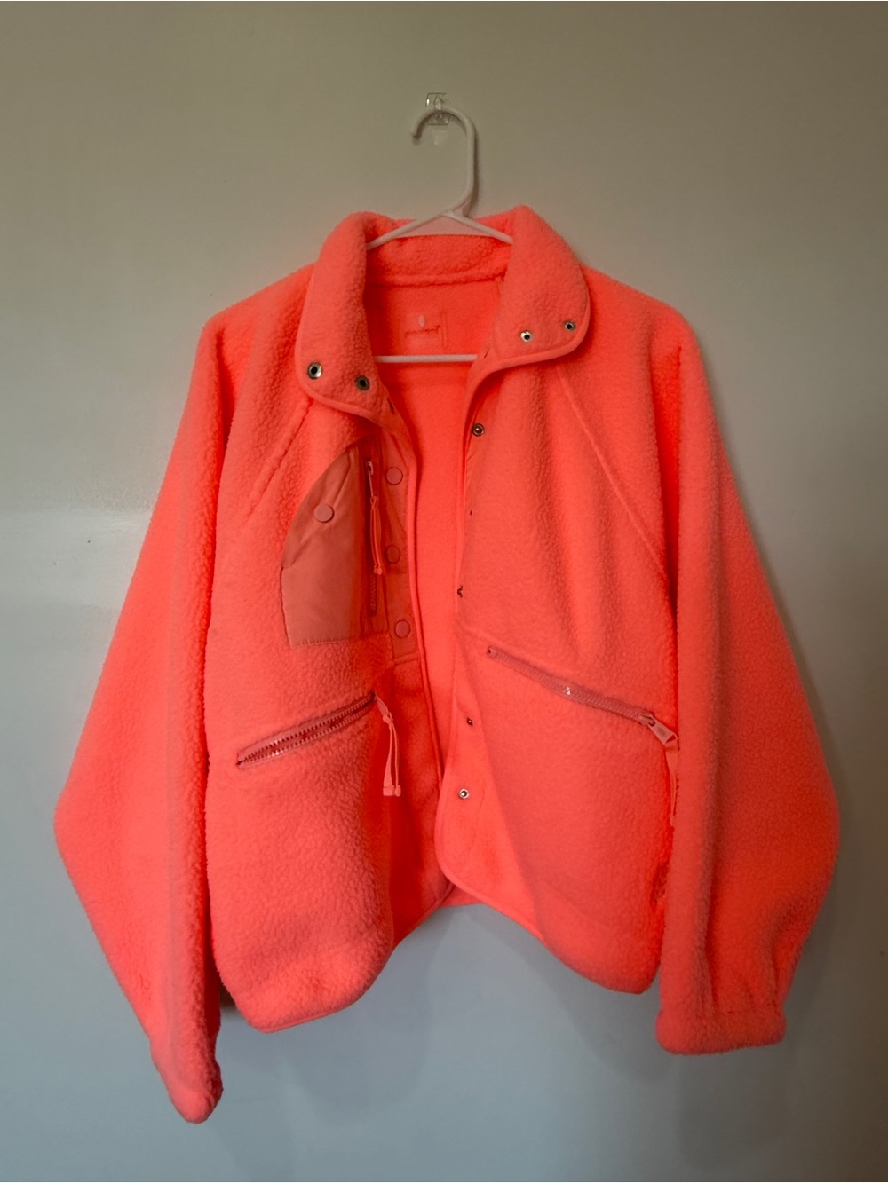 Free People Hit the Slopes Coral Teddy Sherpa Jacket